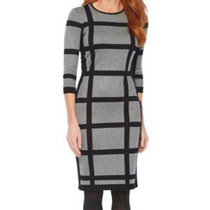 Windowpane Grid Professional Sweater Dress